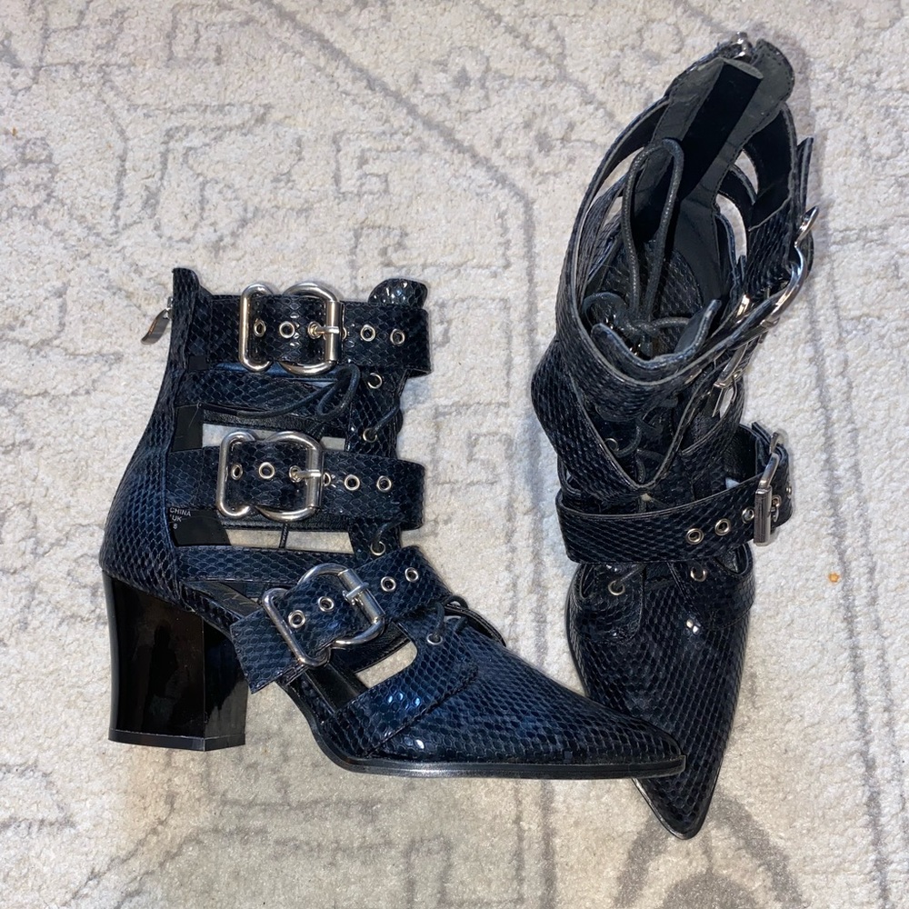 Black Snakeskin Ankle Boots